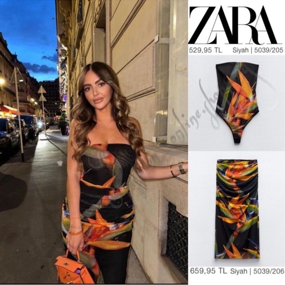 New NWT Zara Tropical Paradise Mesh Bodysuit Size Small Top Only - Picture 2 of 8